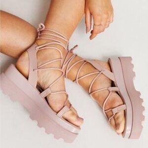 ASOS DESIGN flatform chunky platform blush sandals